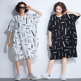 Oversize Irregular Abstract Printed Dress [Pre-Order] Color: Black/White - One Size