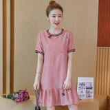 Plus-Size Contrast Frill Dress
