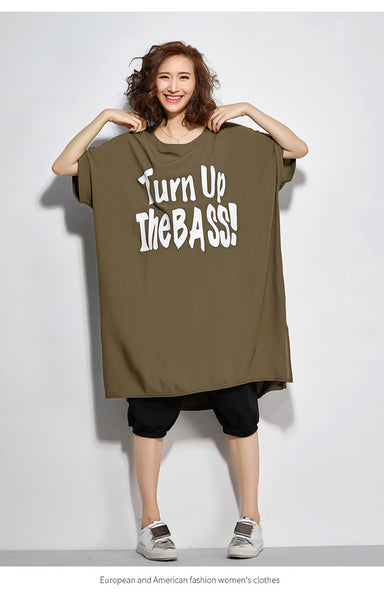 Oversize Graphic Printed Top Dress [Pre-Order] Color:  Brown/Black - One Size