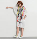Oversize Graphic Printed Top Dress [Pre-Order] Color:  White - One Size