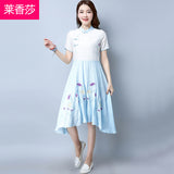 CNY Ethnic Style Embroidery Cheongsam Dress [Pre-Order] Color: Blue - Size: M-XL 573912718143#3749539637047 573912718143#3749539637049 573912718143#3749539637048