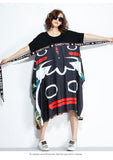 Oversize Irregular Abstract Printed Dress [Pre-Order] Color: Black/Blue - One Size