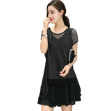 Plus-Size Dual Layer Chiffon Dress