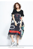 Oversize Irregular Abstract Printed Dress [Pre-Order] Color: Black/Blue - One Size