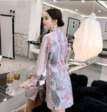 CNY Ethnic Style Embroidered Cheongsam Dress [Pre-Order] Color: Pink - Size: S-L