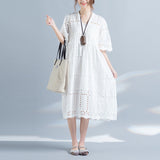 Plus-Size Loose Waist V-Neck Dress