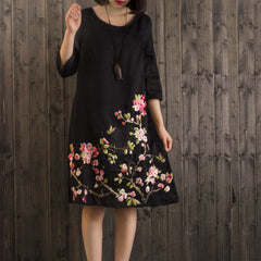 CNY Oversized Floral Embroidered Dress [Pre-Order] Color: Red/Pink/White/Black - Size: L-2XL 550674690006#3522117058493 550674690006#3522117058492 550674690006#3522117058494
