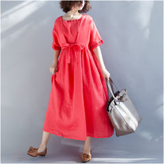 Plus-Size Floral Embellishment High-Waist Dress
