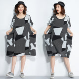Oversize Irregular Printed Stripes Dress