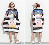 Oversize Graphic Printed Top Dress [Pre-Order] Color: Black - One Size