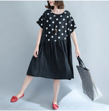 Oversize Dotted A-Line Flare Hem Dress [Pre-Order] Color:  Black - One Size