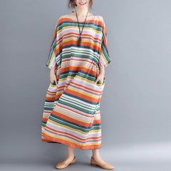 Plus-Size Colored Stripes Dress
