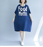 Oversize Printed Top Dress [Pre-Order] Color: Black/Blue - One Size