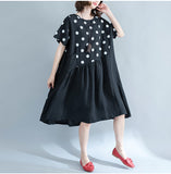 Oversize Dotted A-Line Flare Hem Dress [Pre-Order] Color:  Black - One Size
