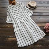 Buttoned Stripes Midi Dress