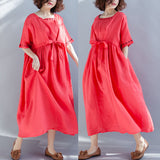Plus-Size Floral Embellishment High-Waist Dress