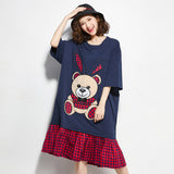 Oversize Graphic Printed Flare Hem Dress [Pre-Order] Color:  Dark Blue - One Size