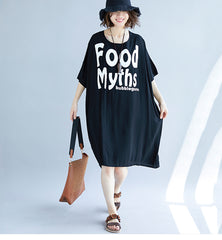 Oversize Printed Top Dress [Pre-Order] Color: Black/Blue - One Size