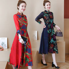 CNY Floral Embroidery Cheongsam Dress