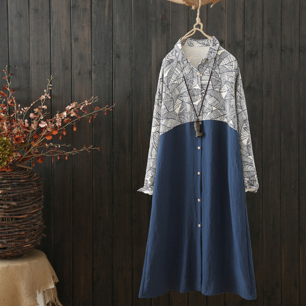 CNY Oversized Ethnic Style Printed Dress [Pre-Order] Color: Blue - One Size 576820977032#3969242198062
