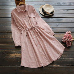 Buttoned Down Plaid Shirt Dress