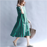 Plus-Size Vertical Stripes Dress