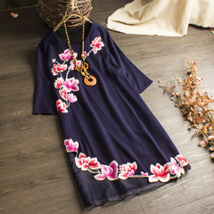 CNY Oversized Floral Embroidered Top Dress [Pre-Order] Color: Pink/White/Black/Blue - Size: L-2XL 557674711131#3458802361530 557674711131#3458802361531 557674711131#3458802361529