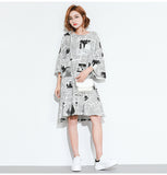 Oversize Abstract Printed Dress [Pre-Order] Color: White - One Size