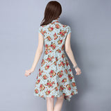 CNY Retro Style Floral Printed Dress