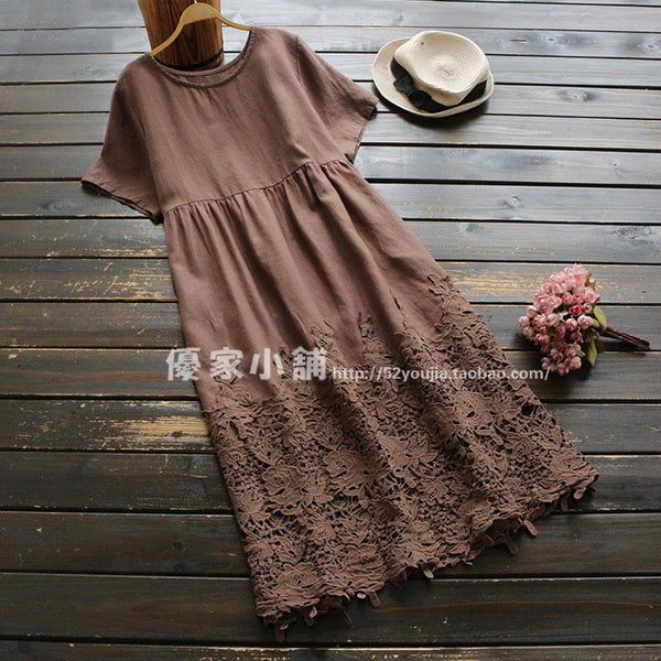 Lace Stitching Midi Dress 572329806344#3885164962183
