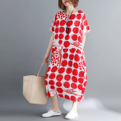 Plus-Size Dotted Printed Loose Waist Dress