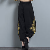 CNY Retro Embroidery Elastic Waist Pants