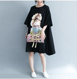 Oversize Graphic Printed Flare Top Dress [Pre-Order] Color:  Black - One Size