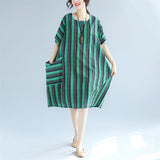 Plus-Size Vertical Stripes Dress