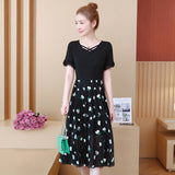Plus-Size Floral Bottom Chiffon Shift Dress