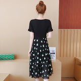 Plus-Size Floral Bottom Chiffon Shift Dress