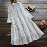 Embroidery Flare Ruffle Hem Dress