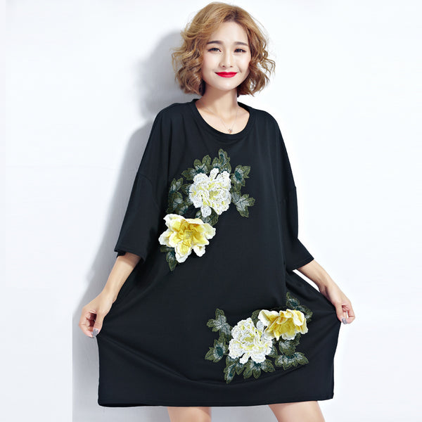 Oversized Embroidery Tops Dress