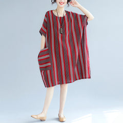 Plus-Size Vertical Stripes Dress