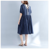 Plus-Size Floral Embroidery Dress