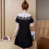 Plus-Size Embellished Neckline Shift Dress