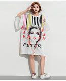 Oversize Graphic Printed Top Dress [Pre-Order] Color:  White - One Size