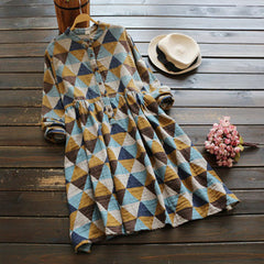 Geometric Print Shirt Dress