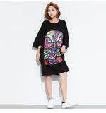 Oversize Graphic Printed Top Dress [Pre-Order] Color:  Black - One Size
