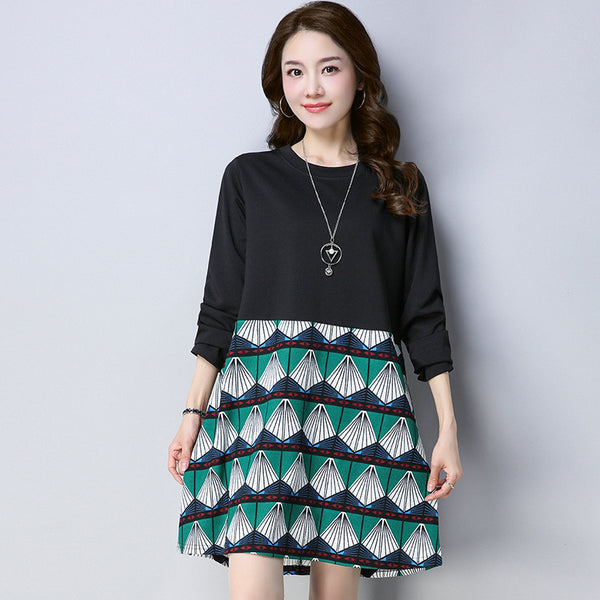 Plus-Size Bottom Print Shift Dress 563525535434#3715681559936 563525535434#3715681559938 563525535434#3715681559928 563525535434#3715681559930 563525535434#3715681559932 563525535434#3715681559934