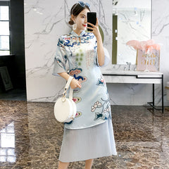 CNY Ethnic Style Embroidered Cheongsam Top Dress