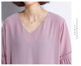 Oversized V-Neck Flare Hem Dress [Pre-Order] Color:  Pink - One Size