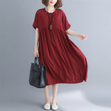 Plus-Size Loose Waist Pleated Dress
