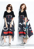 Oversize Irregular Abstract Printed Dress [Pre-Order] Color: Black/Blue - One Size