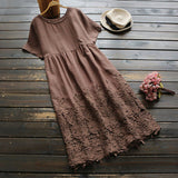 Lace Stitching Midi Dress